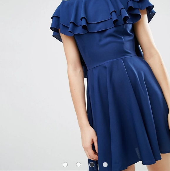 ASOS Soft Ruffle Low Back Skater Mini Dress - Picture 4 of 4